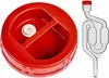 A red fermentation lid and a clear fermentation lock are shown side-by-side on a white background. Produktbild-Vorschau