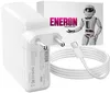 A white USB-C power adapter and cable are displayed with packaging in the background. Produktbild-Vorschau