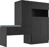 A black shoe cabinet with a blue cushion on a bench, shown against a white background. Anteprima dell’immagine prodotto