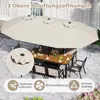 An outdoor dining set with a large umbrella, set on a patio. Náhled obrázku produktu