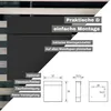 A dark gray mailbox is shown against a background of light gray and white stripes. Text overlays describe features and dimensions. Anteprima dell’immagine prodotto