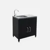A black outdoor kitchen unit with a silver sink and faucet, presented against a light gray background. Anteprima dell’immagine prodotto