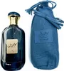 A bottle of perfume and its fabric pouch are displayed against a white background. Produktbild-Vorschau
