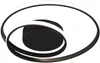A modern black ceiling light with two intertwined rings, illuminated by white LED lights. Voir les images du produit