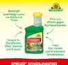 A product shot of a bottle of insect repellent with descriptive text and arrows pointing to different features. Produktbild-Vorschau