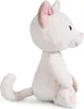 A side view of a white plush cat toy with pink ears and a pink paw pad. Produktbild-Vorschau