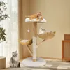 Three cats are interacting with a multi-level cat tree in a room with natural light. Produktbild-Vorschau