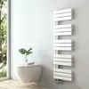 A modern bathroom with a wall-mounted toilet and a white towel radiator. Podgląd zdjęcia produktu