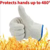 A gloved hand is shown giving a thumbs up, with flames in the foreground, suggesting heat resistance. Produktbild-Vorschau