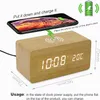 Dřevěný digitální budík s bezdrátovým nabíjením 3 budíky Náhled obrázku produktu 9