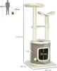A diagram showing the dimensions of a cat tree, with a silhouette of a person for scale. Náhľad obrázku produktu