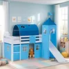 Homestyle4u Hochbett 90x200 Kinder Weiß Rutsche Vorhang Produktbild-Vorschau 15