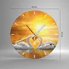 Wanduhr - Rund - Glasuhr - Schwan Wasser Paar - 40x40cm - Produktbild-Vorschau 3