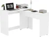 A white L-shaped desk with a laptop, printer, and books on it, set against a white background. Anteprima dell’immagine prodotto