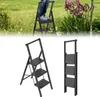 A person is using a step stool in a garden, and the step stool is also shown folded and unfolded. Produktbild-Vorschau