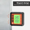 A digital level box attached to a metal surface, with text overlays highlighting its features. Anteprima dell’immagine prodotto