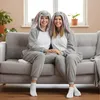 Schlafanzug Onesie Kigurumi Kostüm Verkleidung Grau Produktbild-Vorschau 9