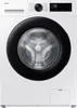 A white Samsung washing machine with a black door. Produktbild-Vorschau