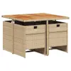 5-tlg. Garten-Essgruppe mit Kissen Beige Poly Rattan Produktbild-Vorschau 3