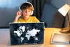 MuchoWow® Laptop Aufkleber Sticker Cover Weltkarte - Blau - Produktbild-Vorschau 3