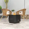 An outdoor patio scene with a fire pit, chairs, and plants. Produktbild-Vorschau