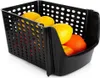 A black plastic stacking storage bin filled with lemons and oranges, shown on a white background. Náhled obrázku produktu