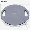 A gray balance board with black handles is shown from a top-down perspective on a white background. Dimensions are indicated with lines and text. Produktbild-Vorschau