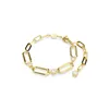 A gold-colored bracelet with clear stones on a white background. Produktbild-Vorschau