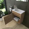 Badmöbel Set 46 cm Eiche Badezimmer Möbel Schränke Spiegel Produktbild-Vorschau 2