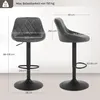 Two bar stools are shown with dimensions and weight capacity indicated by text and lines. Produktbild-Vorschau