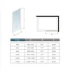 A diagram showing dimensions and a size chart for a shower enclosure. Produktbild-Vorschau