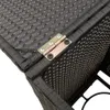 A close-up view of a hinge on a black rattan storage box. Voir les images du produit