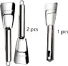 Three stainless steel ice scrapers are displayed against a white background. Two scrapers are grouped together on the left, and one is on the right. Text indicating quantities is present. Produktbild-Vorschau