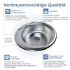 ANW HOME Kuchynský drez, okrúhly, Ø51 x 16 cm, saténový, so Náhľad obrázku produktu 4