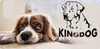 A close-up of a dog lying down with a graphic of a dog's head and the text "KINGDOG" overlaid. Voir les images du produit