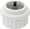 A close-up studio shot of a white plastic vent adapter with a black central pin. Produktbild-Vorschau