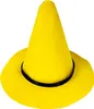 A yellow witch hat with a black band, isolated on a white background. Produktbild-Vorschau