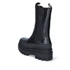 A studio shot of a black boot on a white background. Voir les images du produit