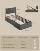 A diagram showing the dimensions of a bed frame and mattress sizes, with a small inset showing the bed's lifting mechanism. Produktbild-Vorschau