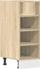 A close-up, front-side view of a wooden cabinet with open shelves. Náhľad obrázku produktu