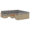 vidaXL 13-tlg. Garten-Sofagarnitur mit Kissen Beige Poly Produktbild-Vorschau 1