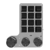 A top-down view of a gray and black gaming keypad with 12 square buttons and three rotary knobs. Náhled obrázku produktu