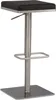 A modern bar stool with a black upholstered seat and a silver metal base and column. Produktbild-Vorschau
