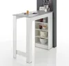 Bartisch Stehtisch MOJITO Weiß Platte Beton Optik mit seitlichem Regal Produktbild-Vorschau
