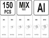 A diagram showing different sizes and quantities of rivet nuts. Anteprima dell’immagine prodotto