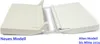 Two white plastic skimmer flaps are shown side-by-side on a white background, with text labels indicating "Neues Modell" (New Model) and "Altes Modell bis Mitte 2024" (Old Model until mid-2024). Produktbild-Vorschau