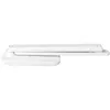 A white LED desk lamp is shown folded and viewed from the side against a white background. Produktbild-Vorschau