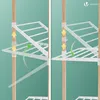 Two side-by-side images showing how to adjust the shelves of a drying rack. Produktbild-Vorschau