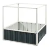 A raised garden bed with a metal frame and corrugated metal sides, shown against a white background. Produktbild-Vorschau