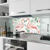 Küchenrückwand Spritzschutz Glas mit Motiv Flamingo Blätter Produktbild-Vorschau 2
